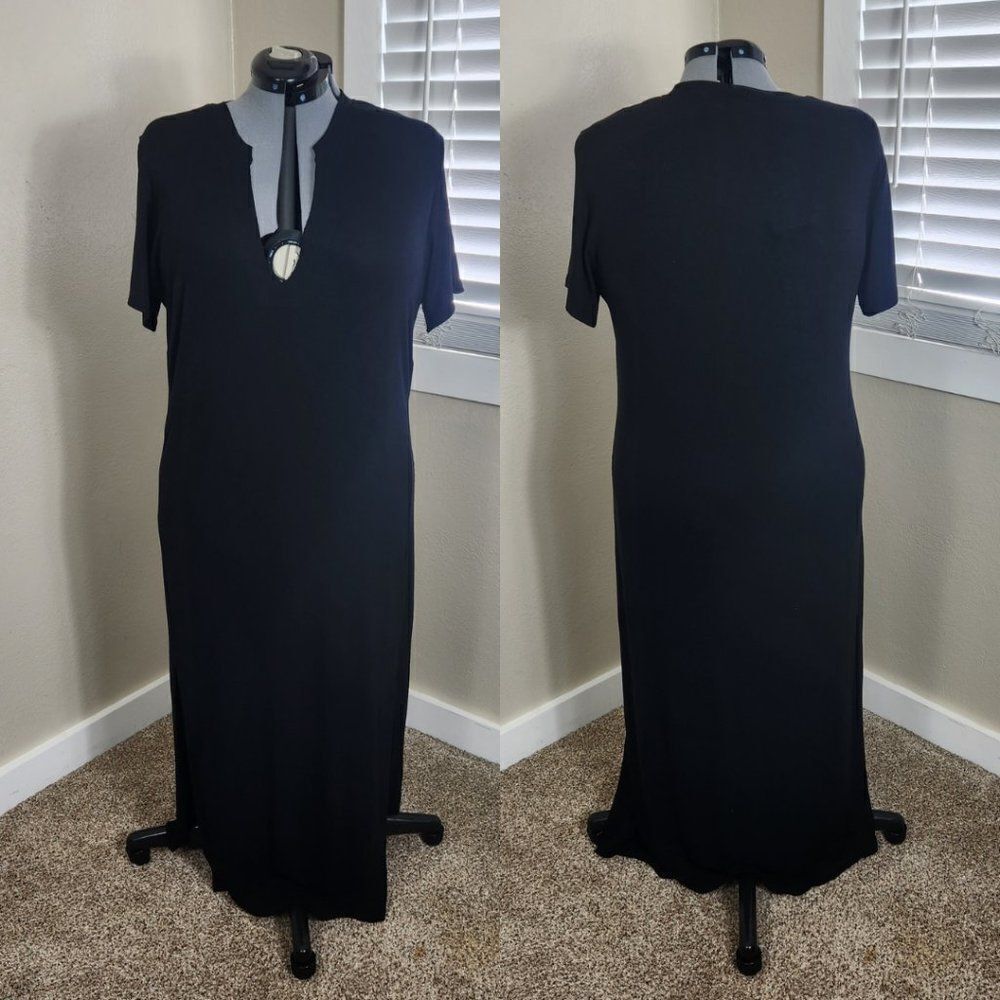 LNA Easy Rib Tee Dress Black Size 1X PL-SS2021